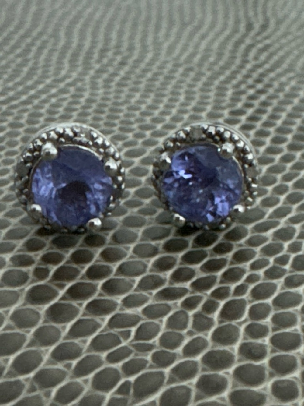 Blue Tanzanite Halo Stud Earrings - Women Jewelry